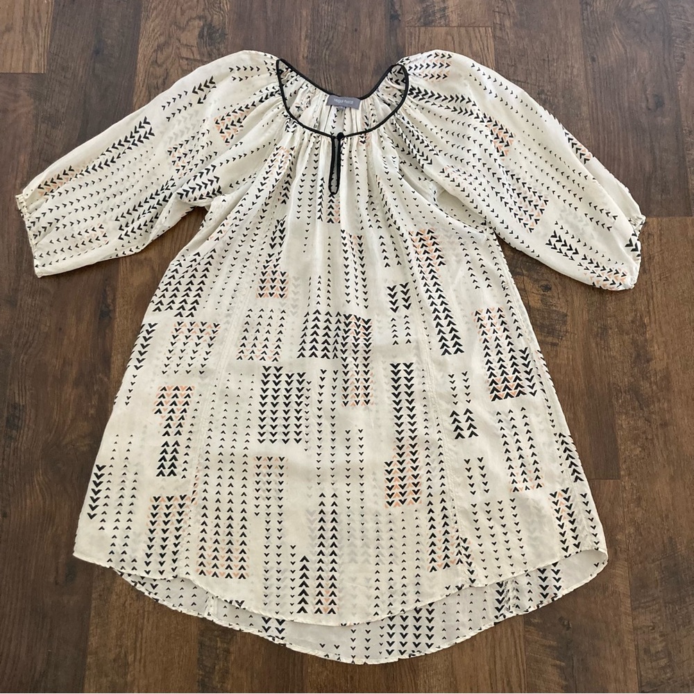 Magali Pascal Cream Patterned Silk Dress Sz S